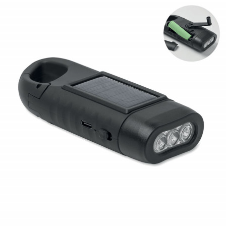 Динамо-ліхтар екологічний на сонячній батареї (3 LED, 500 mAh, ABS-пластик), CRANCH