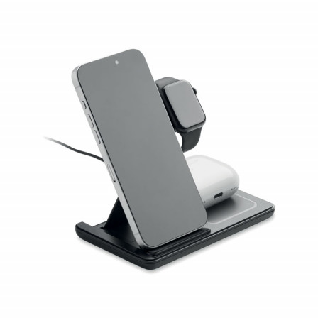 Зарядна станція 3-в-1 з подвійною котушкою (15W, Apple Watch, TWS) складна бездротова, DOCK3