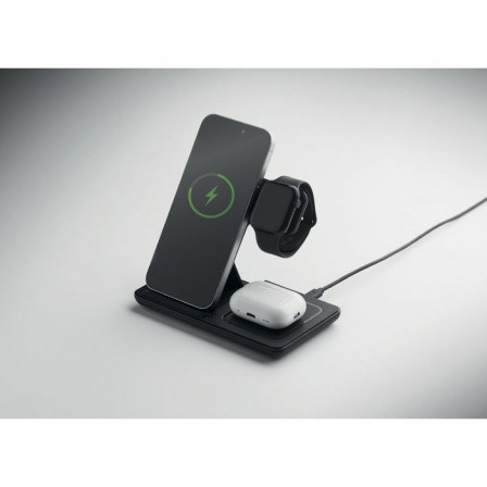 Зарядна станція 3-в-1 з подвійною котушкою (15W, Apple Watch, TWS) складна бездротова, DOCK3