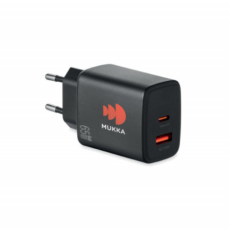 Зарядний пристрій мережевий GaN 65W (USB-A + Type-C, PD), EXTEN