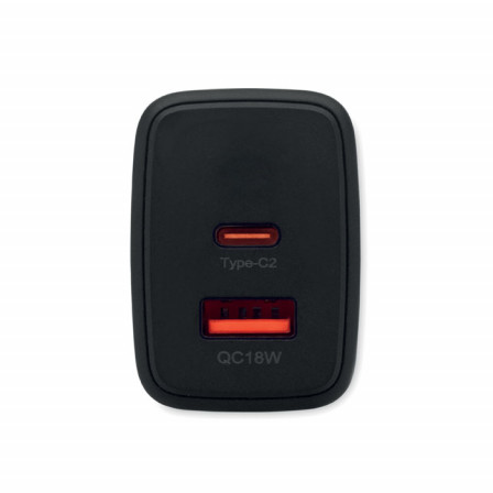 Зарядний пристрій мережевий GaN 65W (USB-A + Type-C, PD), EXTEN