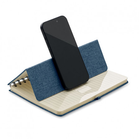 STRATA, Блокнот на пружині з функцією підставки для смартфона, А5, обкладинка 600D RPET, білий блок, ліния, 80 аркушів