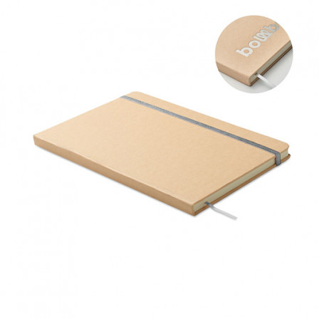 ROUTE, Блокнот A5 з твердою обкладинкою з переробленого картону під кольорове гравіювання в колір резинки, 80 арк