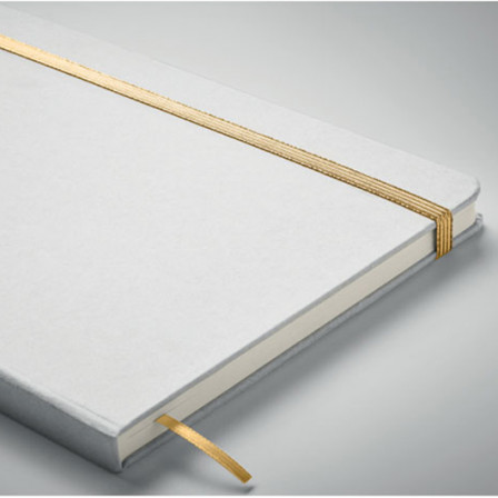 ROUTE WHITE, Блокнот A5 з твердою обкладинкою з переробленого картону під кольорове гравіювання в колір резинки, 80 аркушів