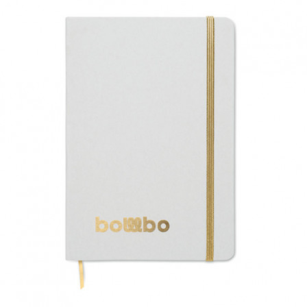 ROUTE WHITE, Блокнот A5 з твердою обкладинкою з переробленого картону під кольорове гравіювання в колір резинки, 80 аркушів