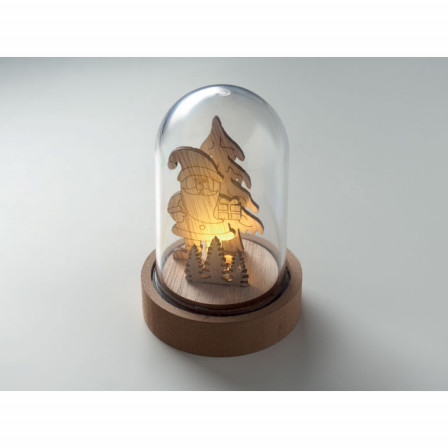 Прикраса ялинкова з MDF у PET-корпусі з 1 LED-підсвічуванням (3 батарейки в комплекті), ROVANI, 3,4x3,4x12 см