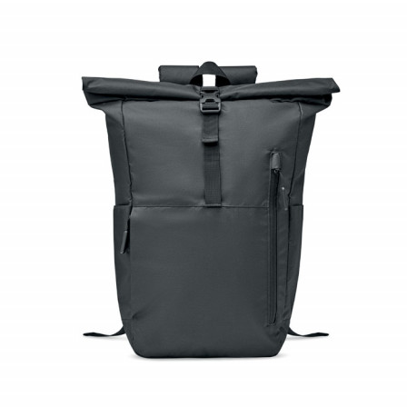 VALLEY ROLLPACK, Еко-рюкзак із застібкою рол-топ для ноутбука15" із карабіном для ключів (300D RPET), 45х31х18,5 см