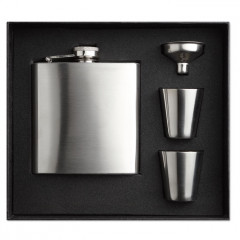 SLIMMY FLASK SET, Набір зі сталевою флягою та чарками, 175 мл