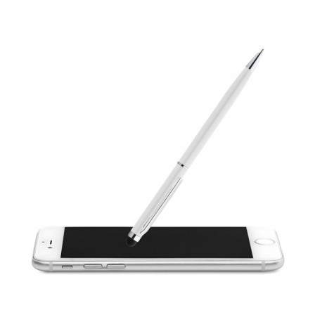 NEILO TOUCH, Ручка-стилус кулькова із поворотним механізмом із переробленого алюмінію з блискучим хромованим кліпом, Ø0,71x3,5 см