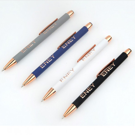 GLORIA, Ручка металева з soft touch поверхнею та елементами й лого в колір рожевого золота, 135/7 мм під нанесення зображення