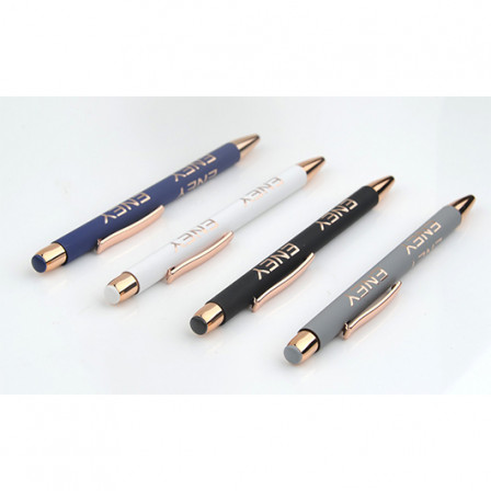 GLORIA, Ручка металева з soft touch поверхнею та елементами й лого в колір рожевого золота, 135/7 мм під нанесення зображення