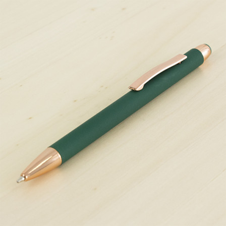 GLORIA, Ручка металева з soft touch поверхнею та елементами й лого в колір рожевого золота, 135/7 мм під нанесення зображення