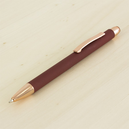 GLORIA, Ручка металева з soft touch поверхнею та елементами й лого в колір рожевого золота, 135/7 мм під нанесення зображення