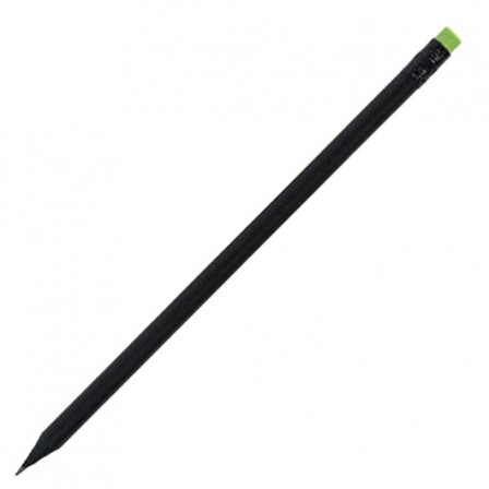 Олівець простий заточений з кольоровою гумкою, BLACK STRIPE, Ø7x190 мм