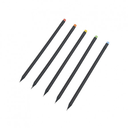 BLACK STRIPE, Олівець простий заточений з кольоровою гумкою, Ø7x190 мм