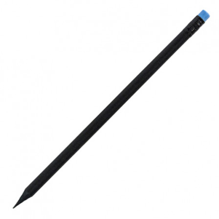 Олівець простий заточений з кольоровою гумкою, BLACK STRIPE, Ø7x190 мм