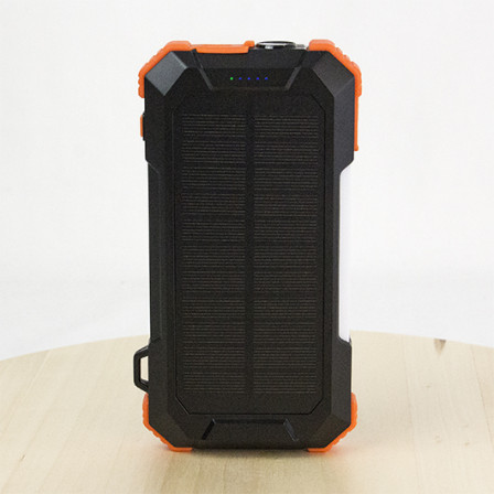 Павербанк 20 000Mah/74Wh з сонячною панеллю, LED ліхтарем та світильником. Бездротова зарядка 15W, карабін та подовжений кабель Type-C, VEXOR