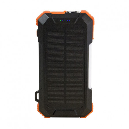 Павербанк 20 000Mah/74Wh з сонячною панеллю, LED ліхтарем та світильником. Бездротова зарядка 15W, карабін та подовжений кабель Type-C, VEXOR