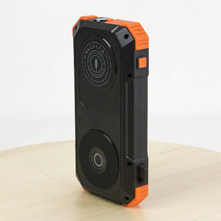Павербанк 20 000Mah/74Wh з сонячною панеллю, LED ліхтарем та світильником. Бездротова зарядка 15W, карабін та подовжений кабель Type-C, VEXOR