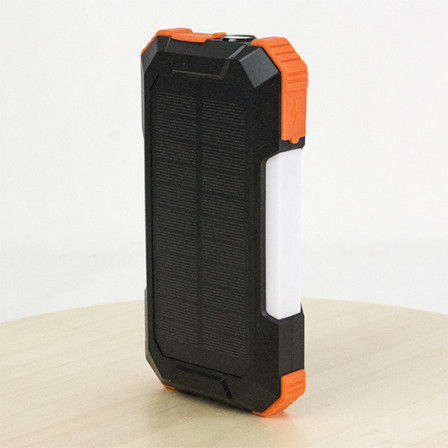 Павербанк 20 000Mah/74Wh з сонячною панеллю, LED ліхтарем та світильником. Бездротова зарядка 15W, карабін та подовжений кабель Type-C, VEXOR