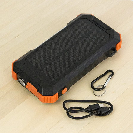 Павербанк 20 000Mah/74Wh з сонячною панеллю, LED ліхтарем та світильником. Бездротова зарядка 15W, карабін та подовжений кабель Type-C, VEXOR