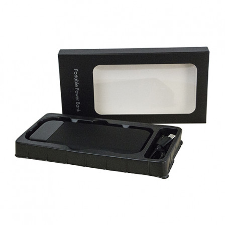 Зарядний пристрій TURKS на 10000Mah, 37W зі швидкою (PD20W) та бездротовою зарядкою (15W), підсвітка лого білого кольору