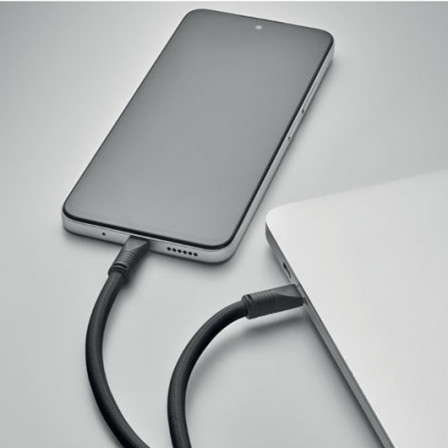 COCHARGE, Еко-ремінець 2-в-1 з кабелем USB-C до USB-C (60 W) та карабіном для ключів, 120 см