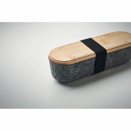 MILE, Пенал фетровий із бамбуковою кришкою та підставкою, 18x5x4,8 см