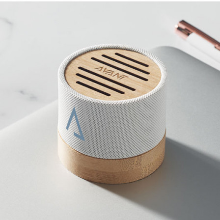 BOOL, Бездротова колонка RPET & Bamboo, Ø6,1x5,3 см під нанесення зображення