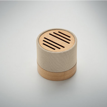 BOOL, Бездротова колонка RPET & Bamboo з LED-індикатором, Ø6,1x5,3 см