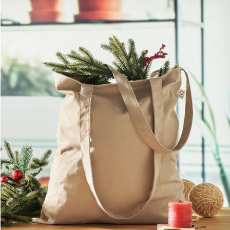 VIVEKA COLOUR, Бавовняна Еко-сумка з переробленої сировини з довгими ручками, 38x42 cм,140 г/м²