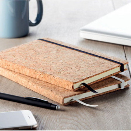 Записник А5 з тримачем для ручки та резинкою, SUBER, коркова обкладинка білий блок, ліния, 96 листів