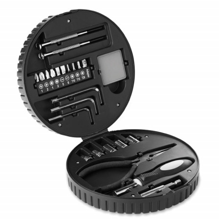 RUEDA TOOL, Набір інструментів 25-в-1 у креативній коробці-колесі, Ø16x5,5 см