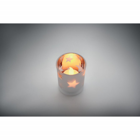 Свічка LED у скляному стакані (із батарейкою CR2032 у комплекті), LANDLE, 5,6x5,6x6,7 см