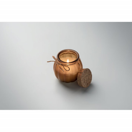 Свічка ароматизована у скляному свічнику з корковою кришкою, PUMKIN, Ø7,9x7,2 см, рослинний віск, 80 г