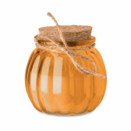 Свічка ароматизована у скляному свічнику з корковою кришкою, PUMKIN, Ø7,9x7,2 см, рослинний віск, 80 г