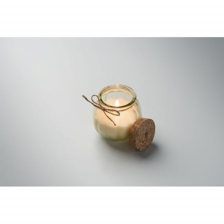 Свічка ароматизована у скляному свічнику з корковою кришкою, PUMKIN, Ø7,9x7,2 см, рослинний віск, 80 г
