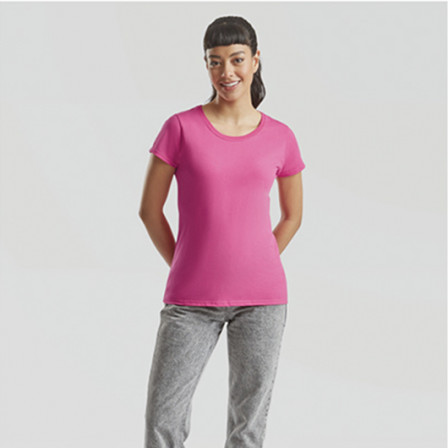 Футболка жіноча Valueweight T Fruit of the Loom 165g, яскраво-рожевий (фуксія), розмір XXL
