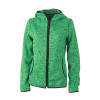 Куртка з капюшоном жіноча із в'язаного флісу James Nicholson, зелений меланж/чорний XL