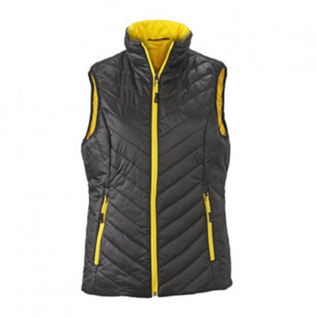 Жилет жіночий двосторонній James Nicholson, чорний/жовтий під нанесення зображення