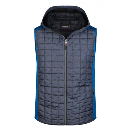 Жилет чоловічий з капюшоном, JN768, синій/темно-сірий під нанесення зображення