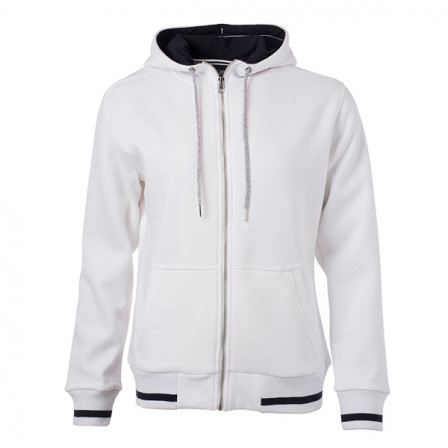 Худі жіноче James Nicholson, білий/темно-синій під нанесення зображення