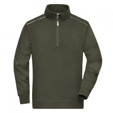 Чоловічий світшот з замком Workwear, оливковий під нанесення зображення